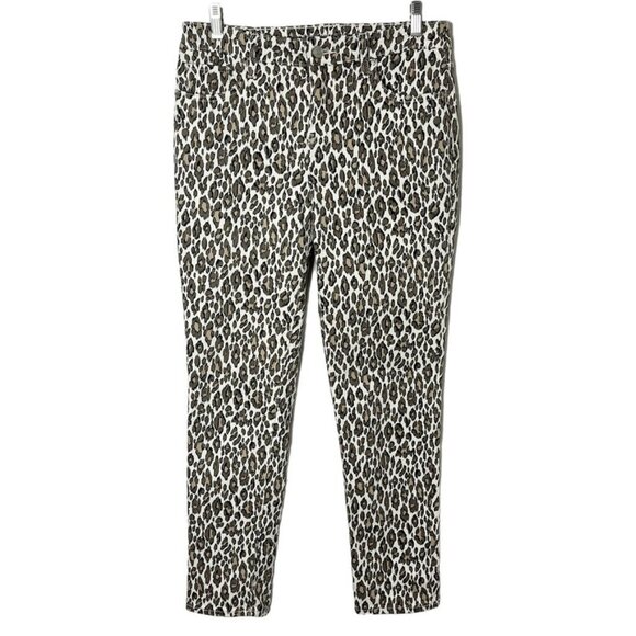 Chico's Women's Jeans Size 4 Leopard Print So Slimming Girlfriend Slim Leg Ankle - Picture 1 of 8